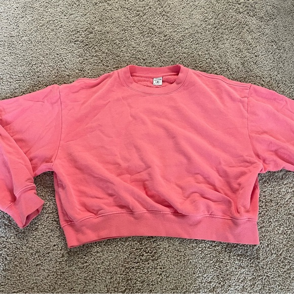 Sporty & Rich Cropped Blank Sweatshirt Pink Peach Size XS - Picture 1 of 7